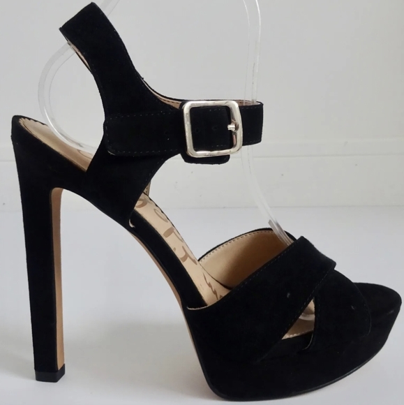 Sam Edelman Willa Y2K black leather very high heel sandals shoes buckle UK 7/7.5 - Picture 3 of 12